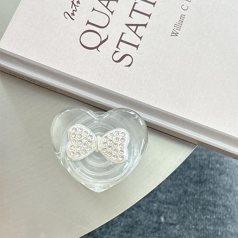 Transparent Mobile Phone Airbag Bracket, Paste-Type Love Bow Air Cushion, Retractable Desktop Support Frame, Lazy Ring.