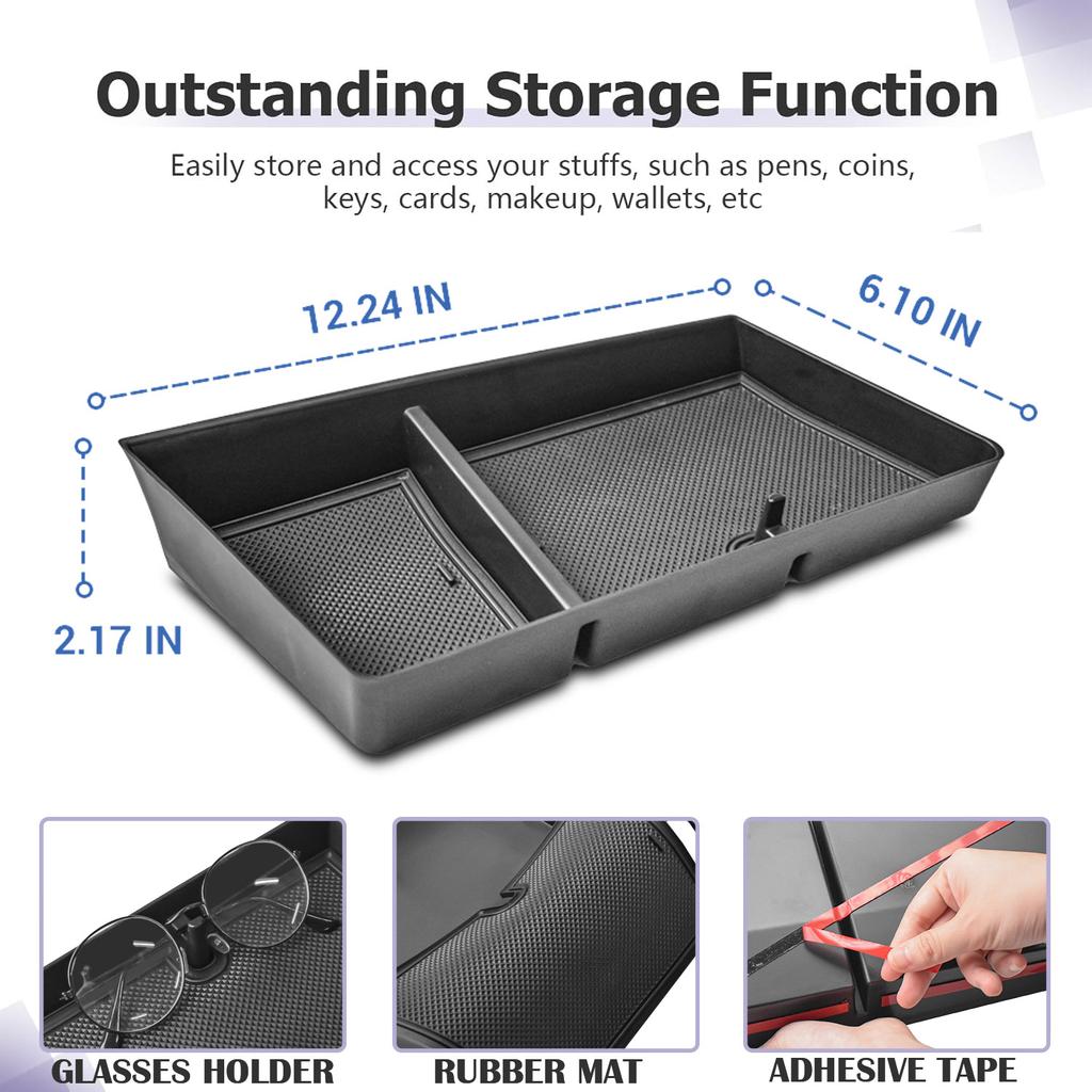 HGWEI For 2025 2025 Chevy Chevrolet Trax Center Console Organizer Dashboard Tray Box Behind Screen Armrest Storage Accessories