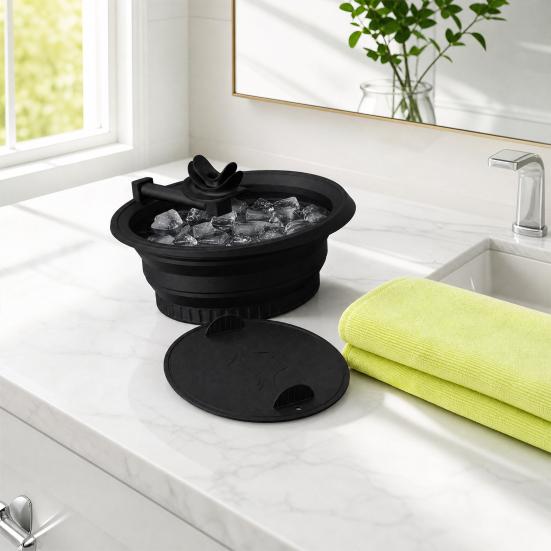 Bain de Glace pour le Visage, avec Design de Tuyau de Respiration, Silicone Pliable Outil Spa de Thérapie par le Froid pour Soin de la Peau, pour la Maison, le Voyage, le Camping