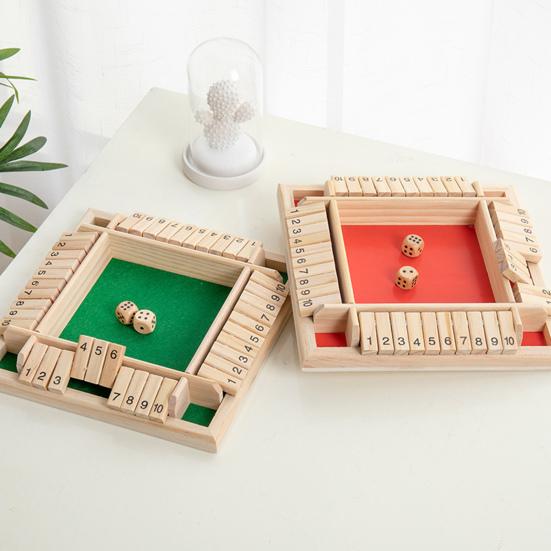 Shut The Box Board Game Educational Dice Strategy Game 2-4 Players Kids Adults Family Night Party Interactive Wooden Close The Box Toy