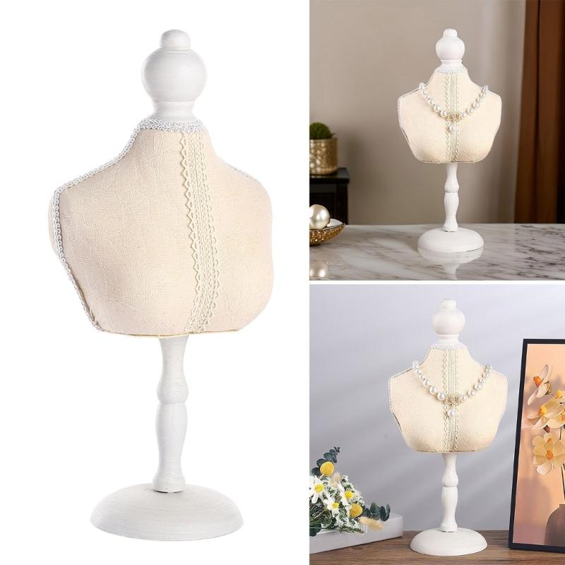 Sturdy Lint Covered Necklace Bust Portable Jewelry Organization Home Accessory Necklace Display Rack Decoration