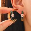 Traditional Flower Enamel Earrings Korean Dripping Oil Earrings Chinese Style Earrings  Jewelry