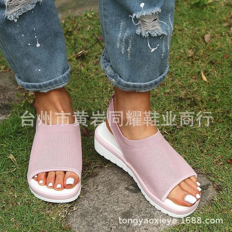 Fashion Shoes Women 2025 Summer Sandals Sapato Feminin Comfy PU Shopping Flat Sole Sandal For Women Shoes Peep Toe Sandalias Mujer NEW