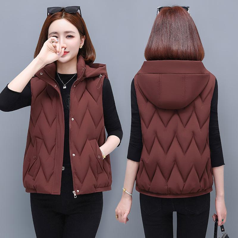 Autumn and Winter Loose Stand-up Collar Cotton Vest Female Light Mother Girlfriends Wear Cotton Vest Wear Down Cotton