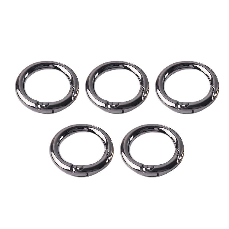 

[TRkin] 5 circular elbow claviner keychains, outer diameter 33 mm round hook/ring hook keychain/metal parts (black)