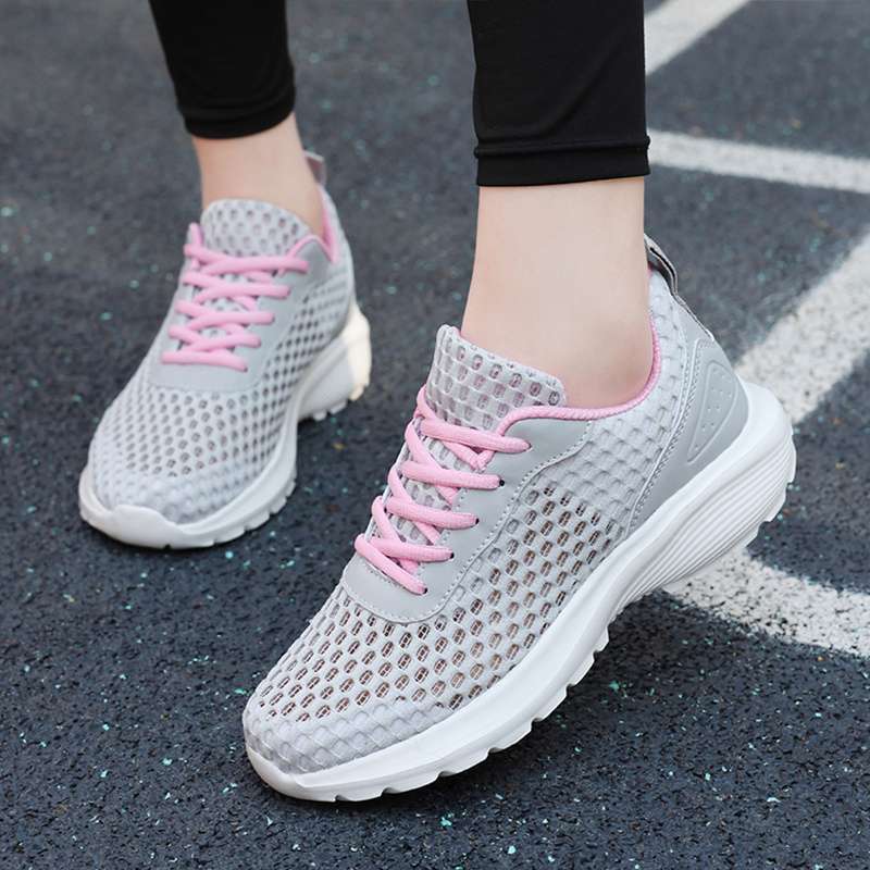 Sommer Hohlmaschen Atmungsaktive Lässige Sportschuhe für Damen Weiß Weiche Sohle Leichte Laufschuhe Einzelne Mesh-Schuhe