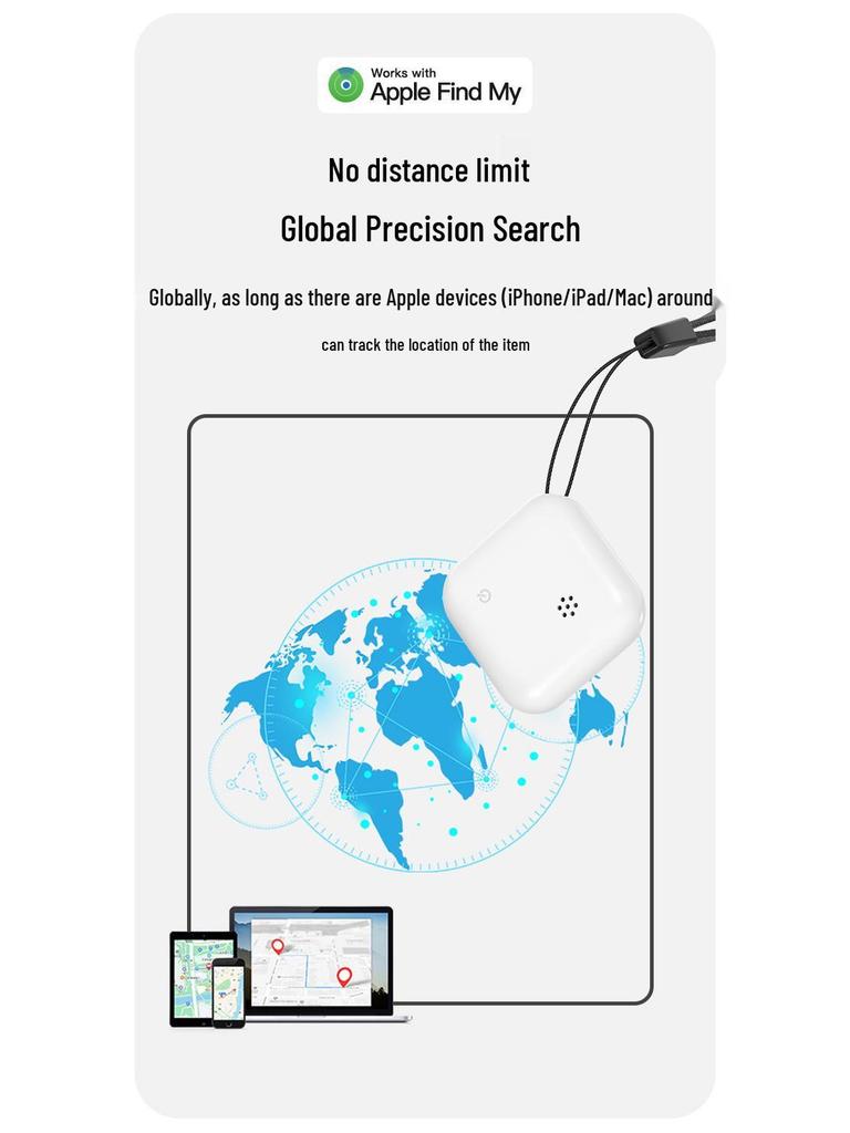 Compact Bluetooth Pet Tracker: Compatible with Apple Find My, Anti-Loss Device