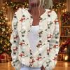Women's Christmas Print Long Sleeve Knit Cardigan Button Down Sweater