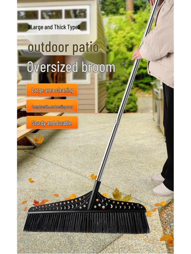Extra Large Outdoor Hard Bristle Broom for Yard, Courtyard, and Garden Sweeping