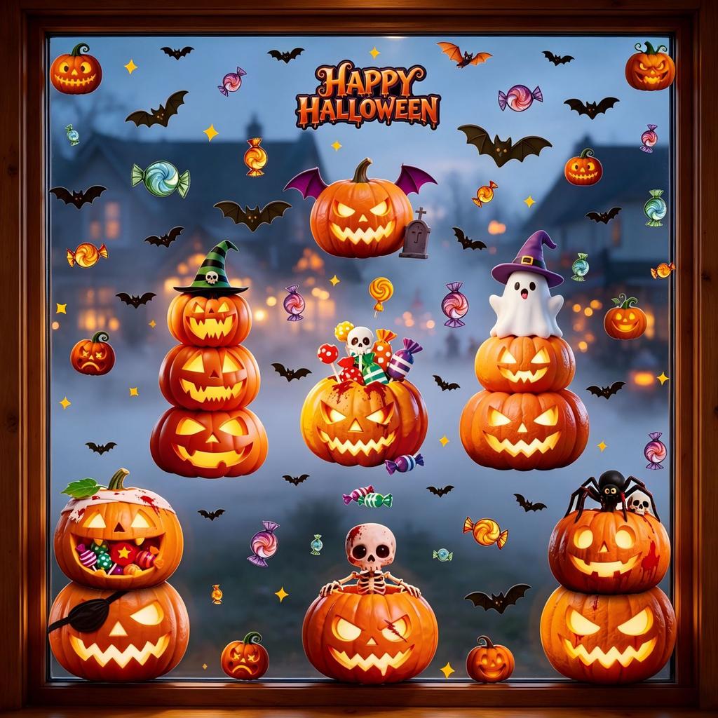 Halloween Window Cling Stickers Set for Glass Decoration