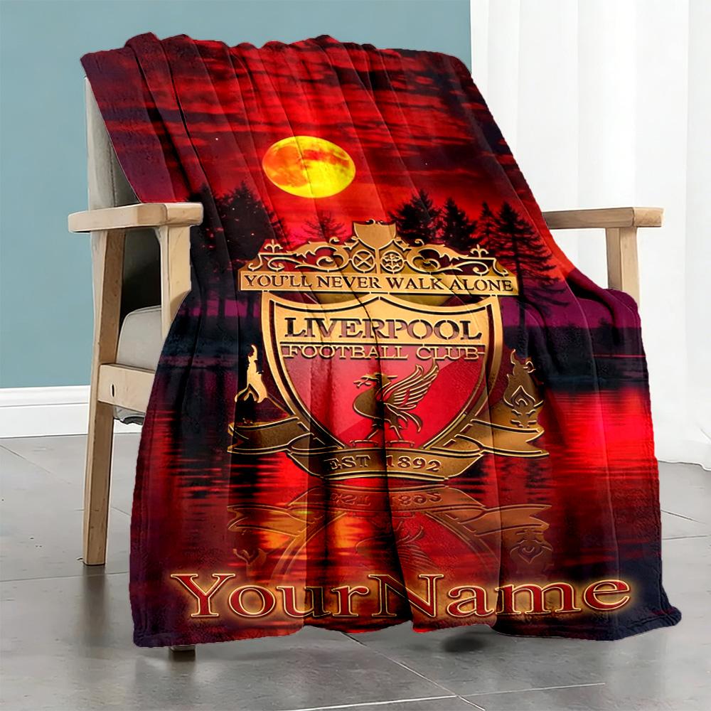 Liverpool Personalized Name Blanket Gift Customizable Blanket Ultra-Soft Great for Couch Office Chair Bed Bedding All-Season Use