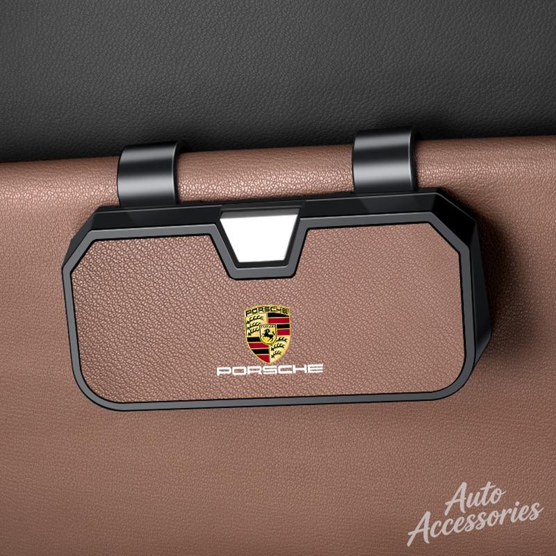 Car Sun Visor Glasses Case Sunglasses Holder Multi-functional Storage Case For Porsche Macan Panamera Cayenne Boxster Cayman 911