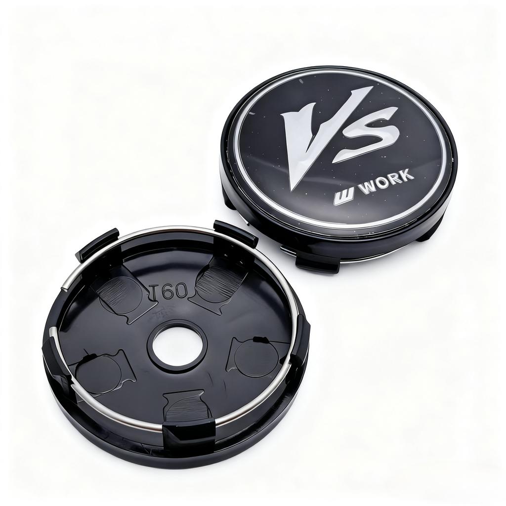 4pcs JDM VS W Work Logo Badge Emblem Car Wheel Center Caps 60MM Clips 56MM Wheels Hub Dust Cap Rim Hubcaps Cover Car Accessories