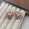 Pink Romantic Heart Stud Earrings - Exquisite Layered Soft Luxury