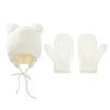 Autumn And Winter Plus Velvet Children's Hat And Gloves Set Warm Ear Protection Knitted Hat