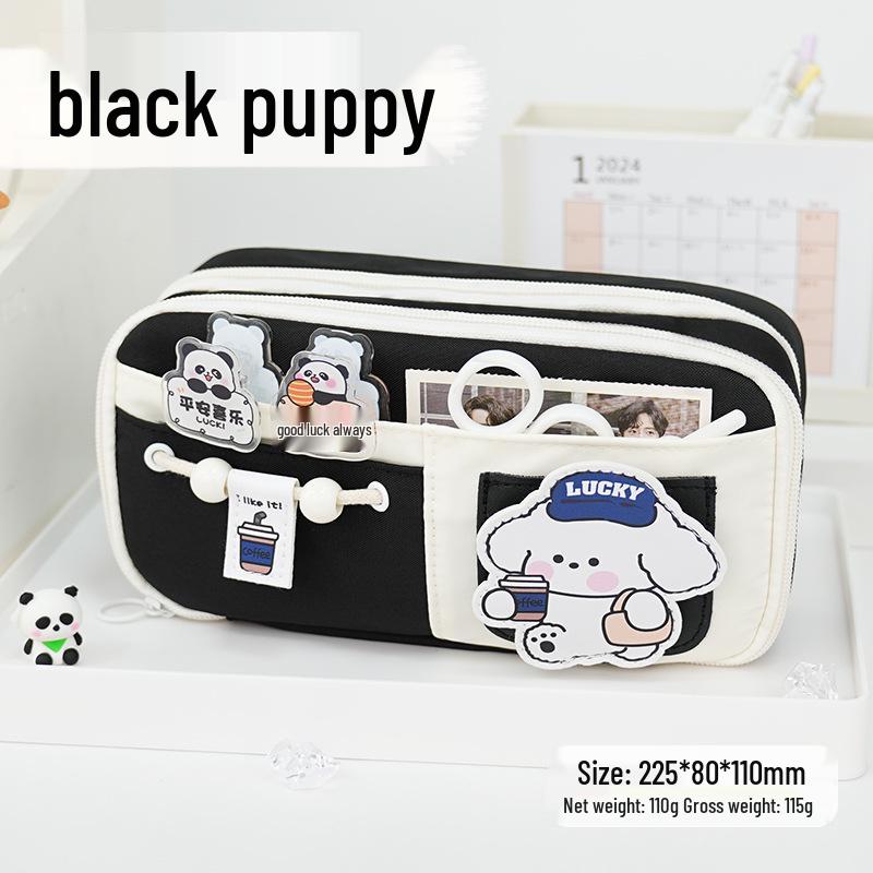 Milk-Huhu High-End Large Capacity Velcro Pencil Case for Middle School Students