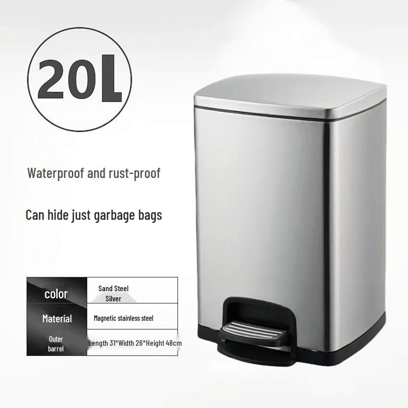 Stainless Steel Foot-Operated Bathroom Trash Can