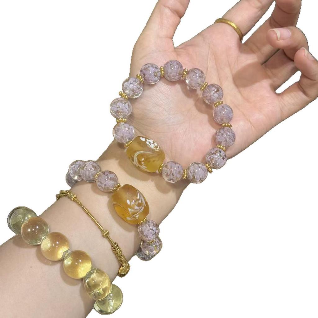 Floating Flower Glaze Bracelet: Starry Sky Design for Girlfriend or Best Friend