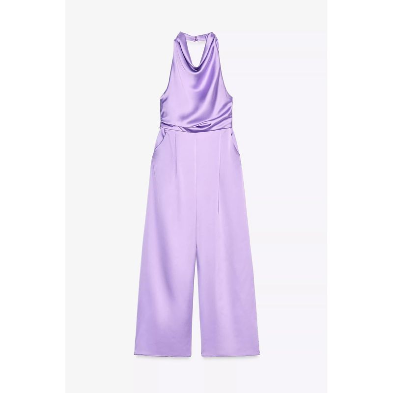 Zaprha 2025 New Fashion Sexy Dress Silk Satin Texture Hanging Collar Jumpsuit Women Elegant 3205399