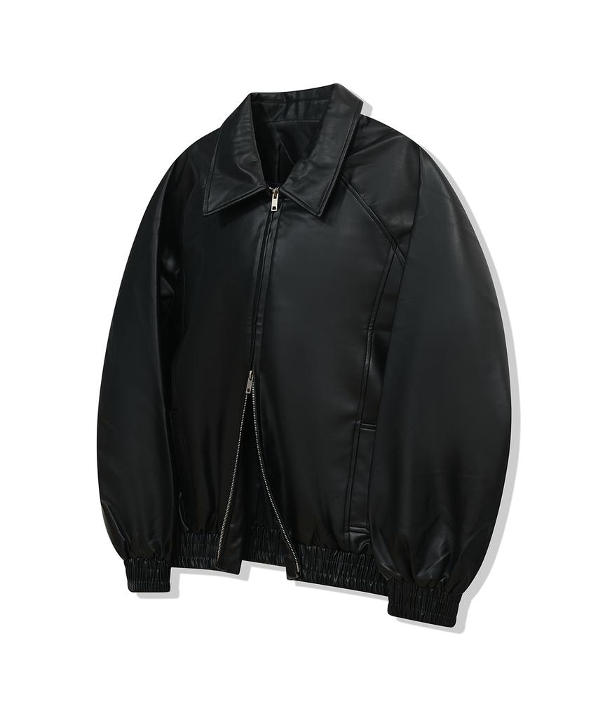Standarderror 87-Stan058 Raglan Leather Blouson Jacket Black