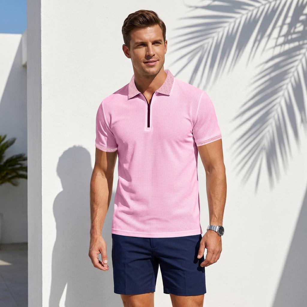 Men's Casual Short Sleeve Half-Zip Shirt – Versatile Design – Fit – Everyday Wear for Summer – for Casual Outings