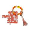 Secure Closure Daisy Beaded Keychain Bracelet Soft PU Leather Women Girls Fashion Accessory