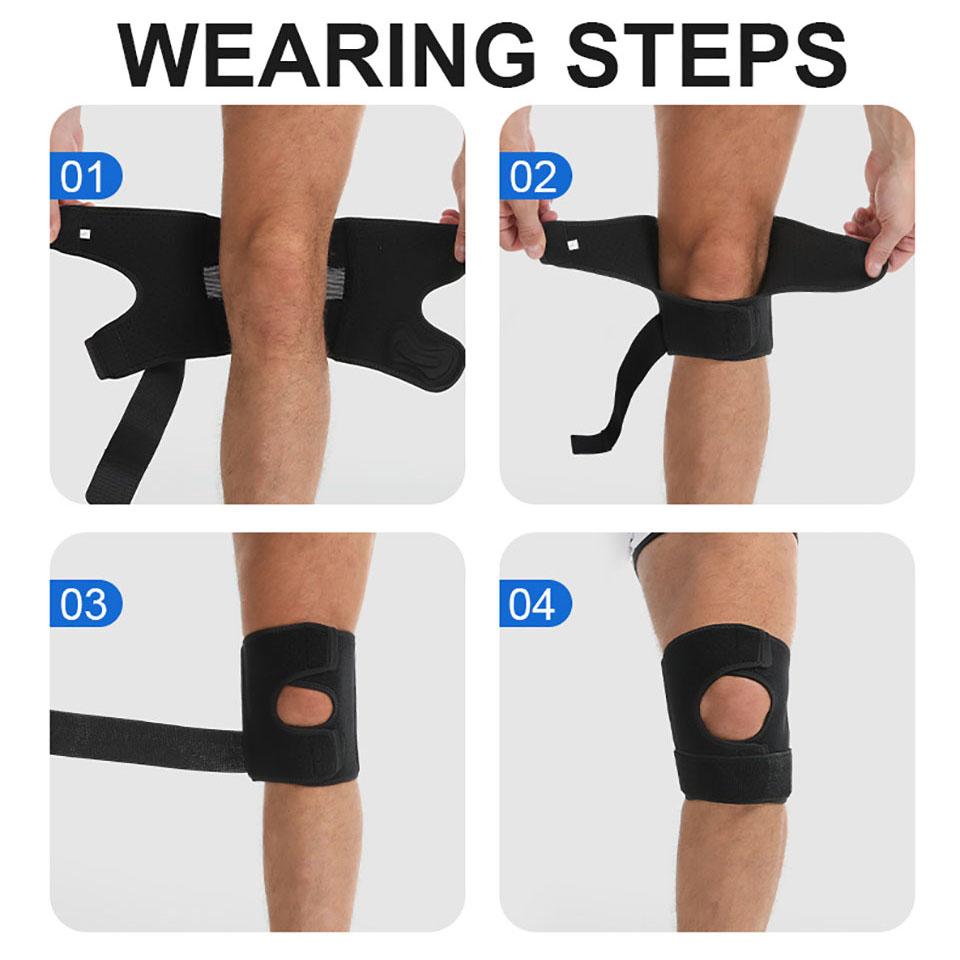 1Pcs Breathable Knee Pads Stabilize Patella Protect Meniscus Double-Sided Spring Support Binding Strap Winding Pressurization