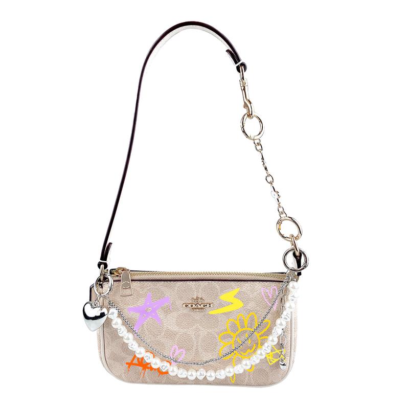 

COACH shoulder bag [Customized bag] Nolita 19 ZY Zhiyu classic presbyopia flower graffiti sunflower pearl Sand color and chalk white (flower graffiti) білий