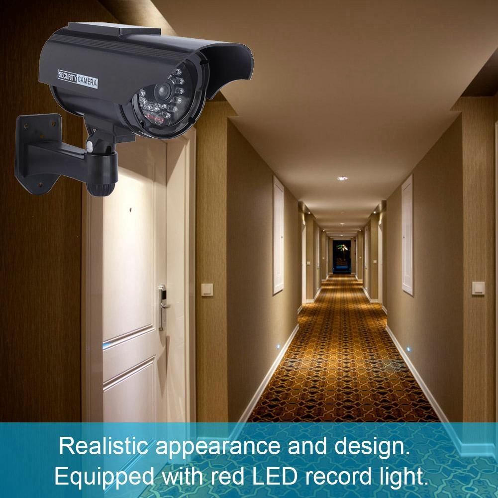 Solar Powered Fake Camera Outdoor CCTV Surveillance Security Camera LED Record(silver)
