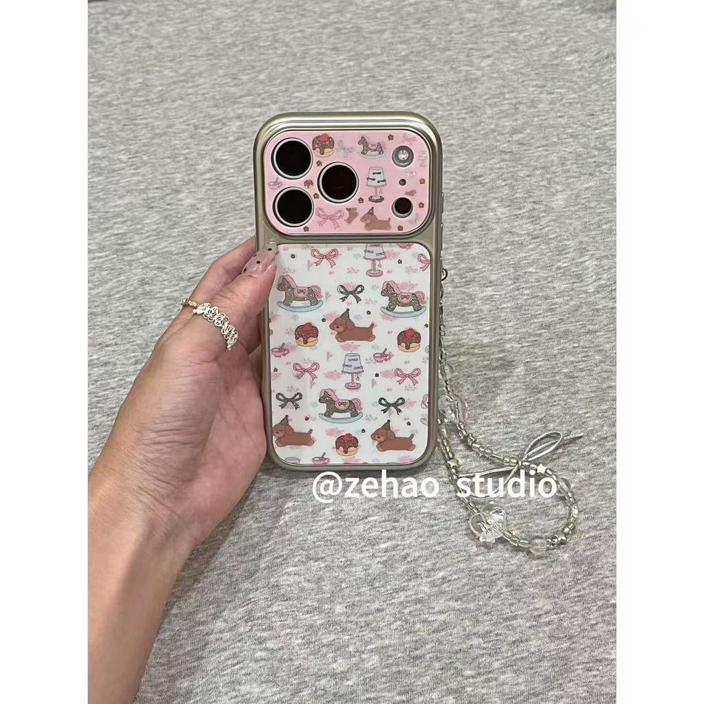 Electroplated full screen dachshund bow is suitable for Apple 17promax mobile phone case iphone16pro protection