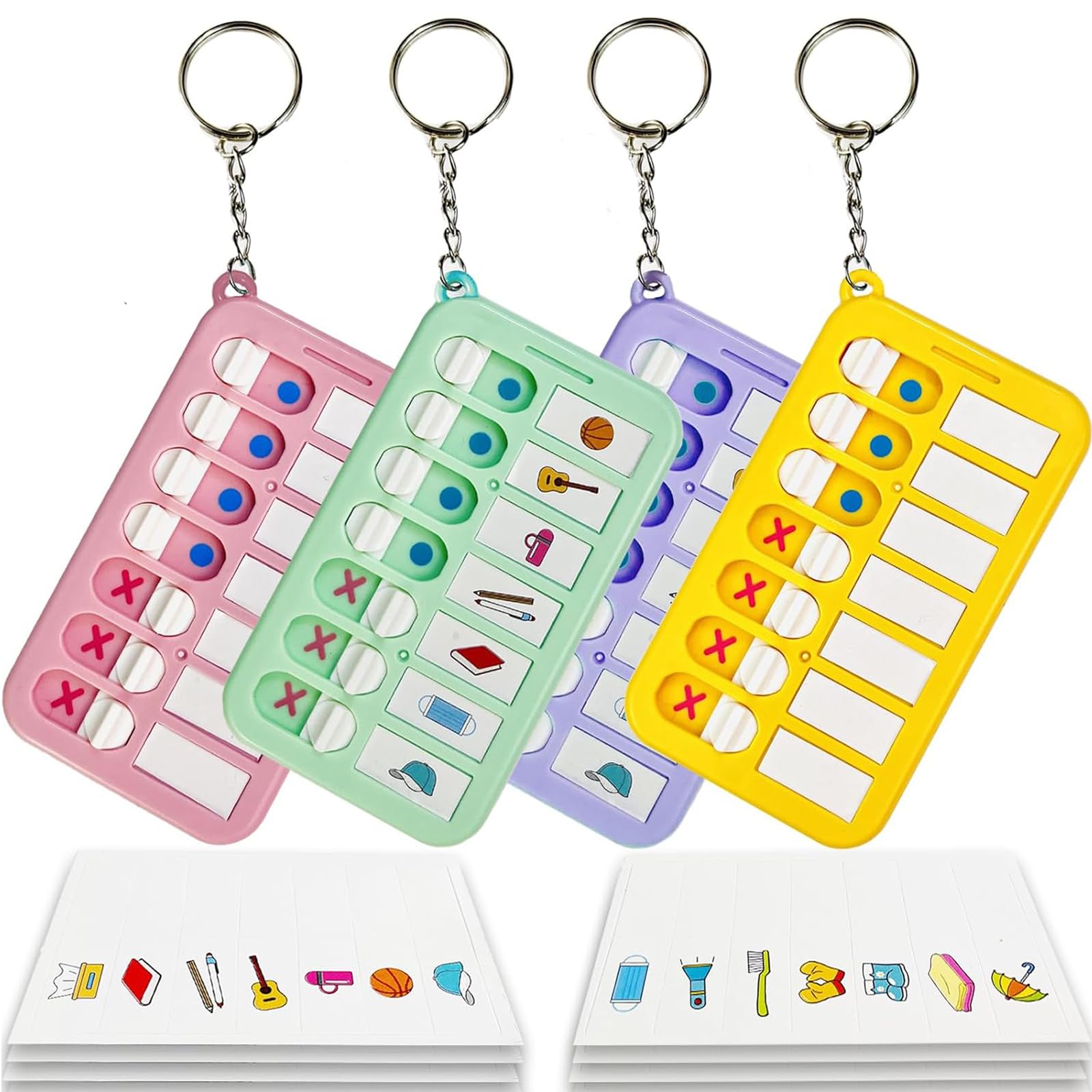 

Dekori 4-Piece Children s Time Management Checklist Set Portable Planning Card Keychain Daily Schedule Chart Habit Confirmation Pink Green Purple