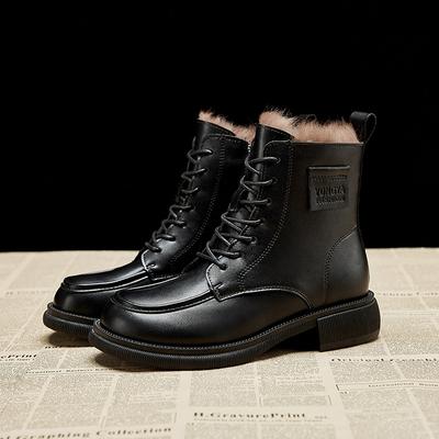 Women's Winter Boots Plus Velvet Martin Boots British Style Black Ankle Boots Outdoor Leisure Warm Boots