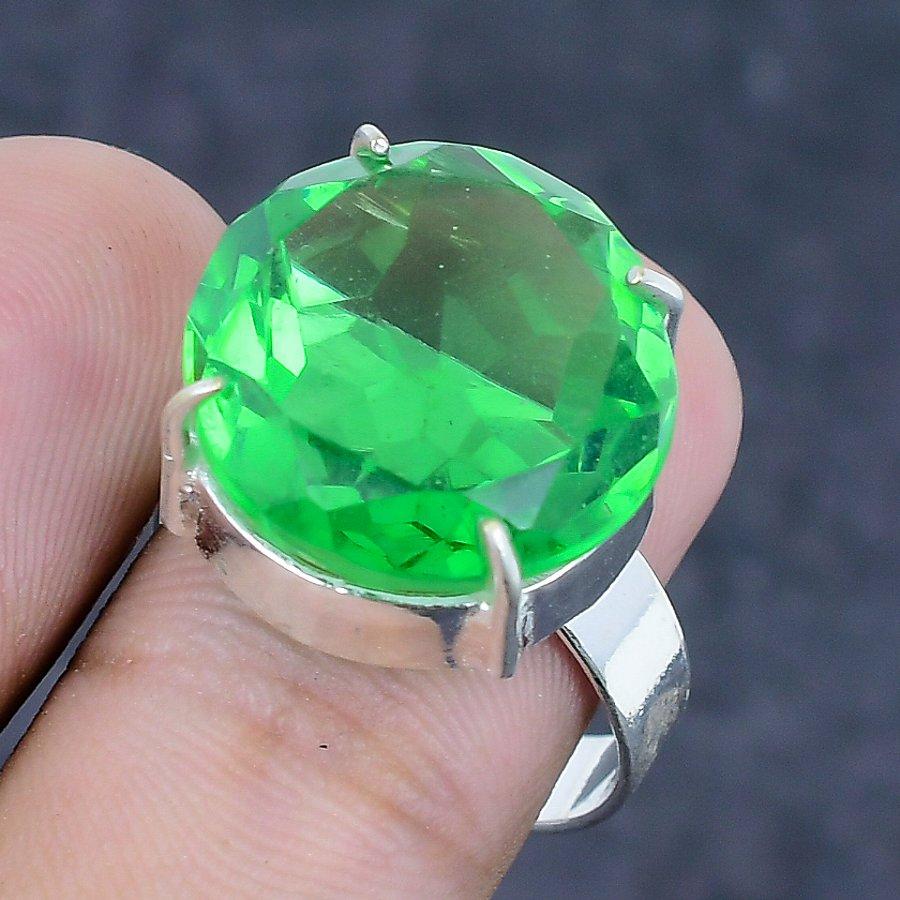 Natural Tsavorite Gemstone Handmade 925 Sterling Silver Jewelry Ring Size 9 p5v30