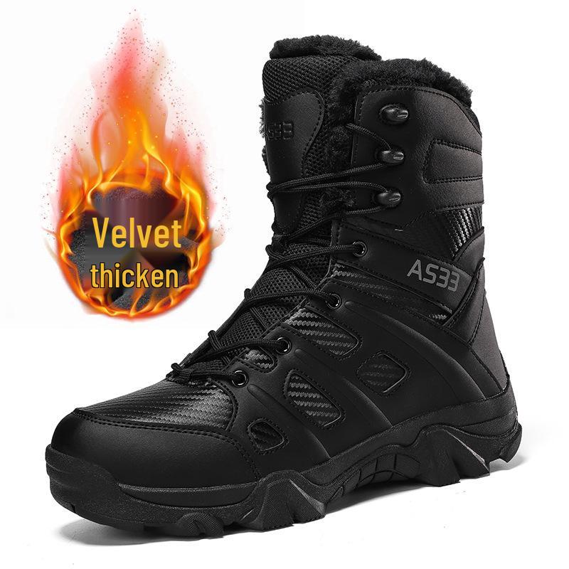 Men's Fleece-Lined Mid-Calf Snow Boots – Thick Sole for Winter Hiking