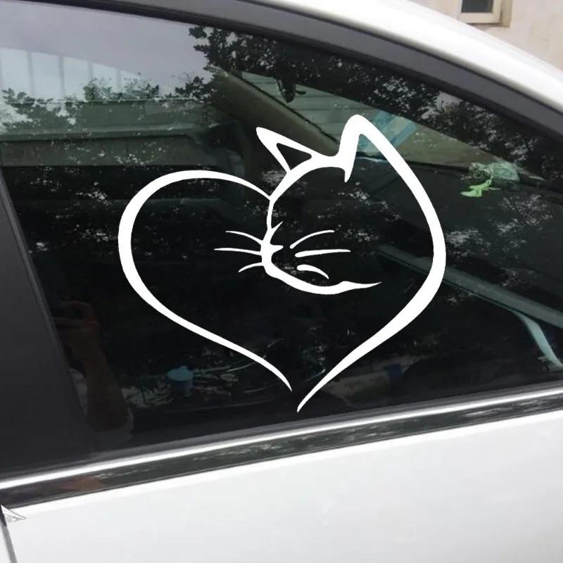 Auto-Katzen-Herz-Aufkleber, für Zuhause, Fenster, Glas, kreative Dekorationen, Aufkleber, Auto-Styling, wasserdicht, Tier-Aufkleber, Haustier-Aufkleber