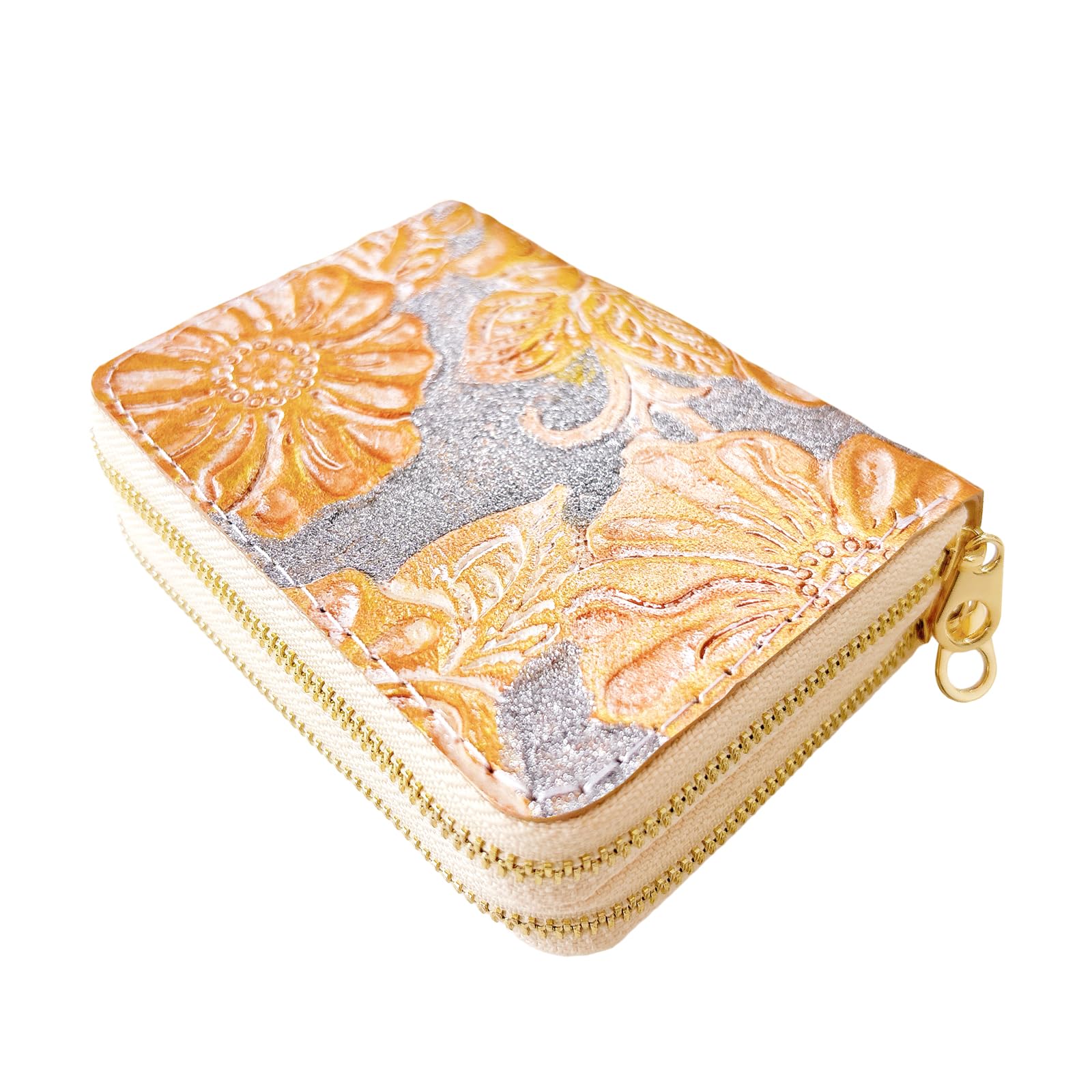 

Leo&Aoi Genuine Leather Wallet with Double Zipper, Round Zipper, Accordion-Style Design, Card Slots, Bill Compartment, Coin Purse, Women s, Cowhide