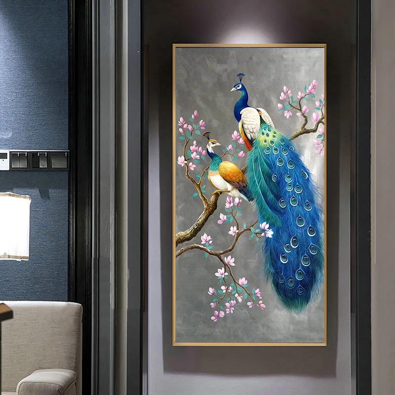 Dipinti su tela di animali nordici colorati pavoni Poster e stampe moderni Immagini di arte della parete per la decorazione del soggiorno Cuadros