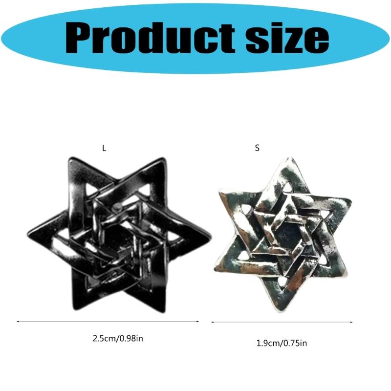 Vintage Hexagram Alloy Brooch Elegant Retro Design Sturdy Allergy Resistant Jewelry Accessory For Women Men