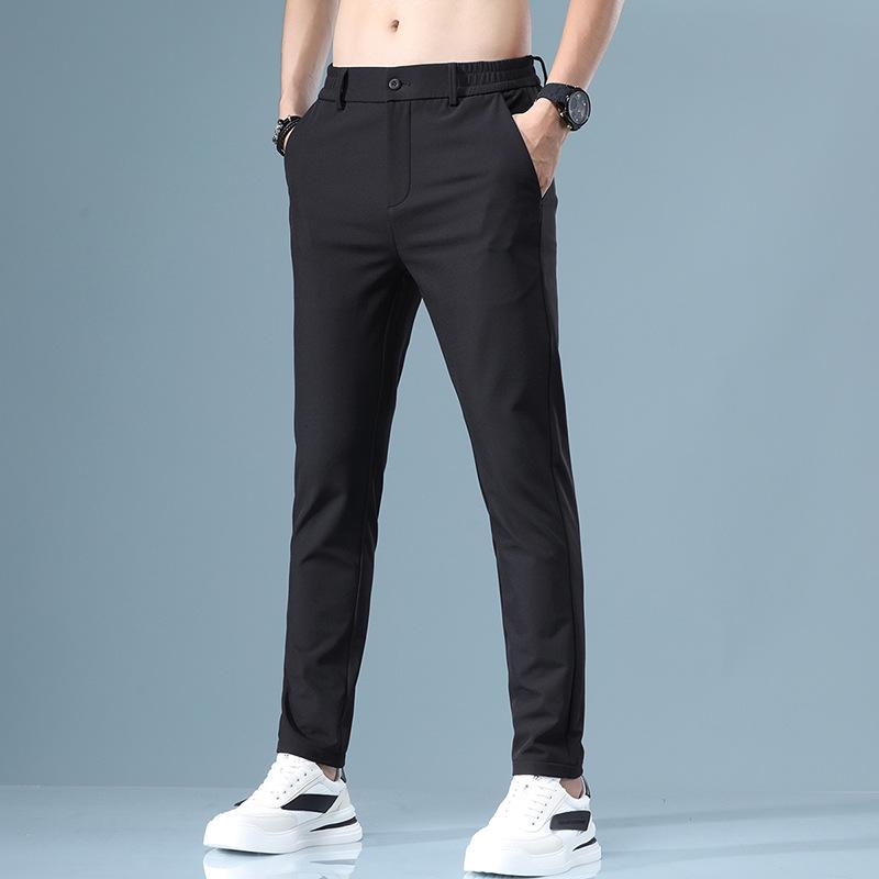 Pantalones de verano para hombre elásticos coreanos informales ajustados cintura elástica Jogger pantalones clásicos de negocios para hombre