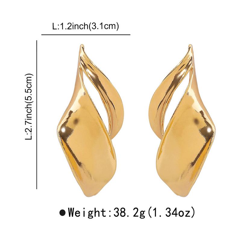 Exaggerated Gold Color Double-Layer Flower Stud Earrings for Women Creative White Imitation Pearl Temperament Earrings Jewelry