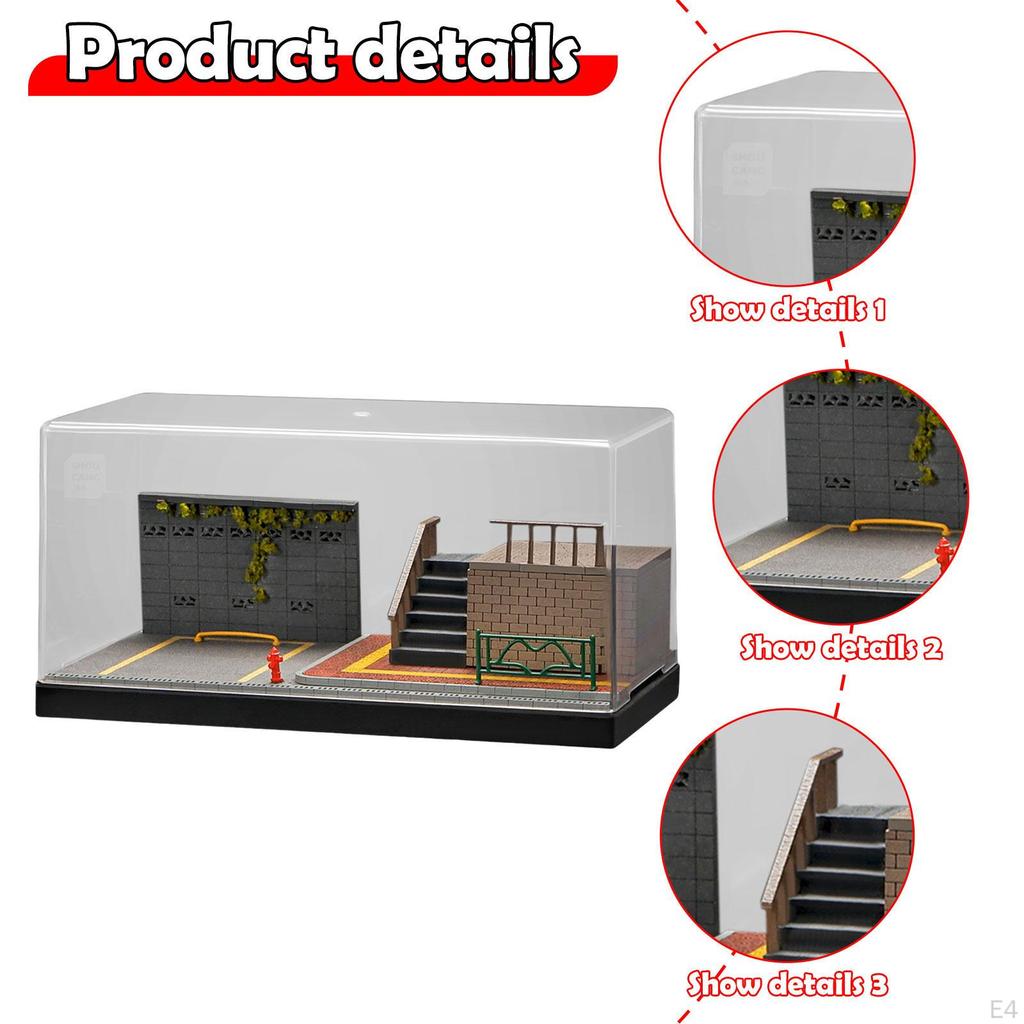 1/64 Diecast Model Car Display Case Diorama Layout for Sports Desktop Decor Toy Cars Street