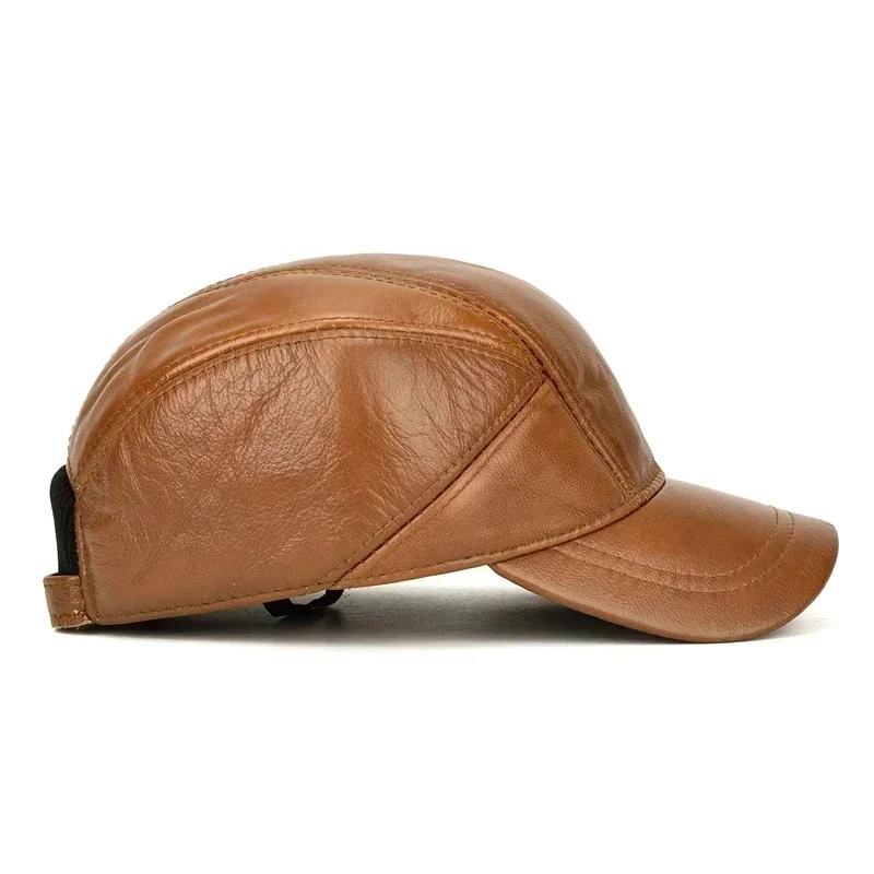 Men Fashion Warm Earlap Caps Male Fall Winter Hats Casual Leather Outdoor Baseball Cap Accessories Creative Gifts