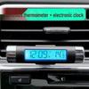 LED Backlit Car Air Vent Clip Clock & Thermometer with Time and Temperature Display