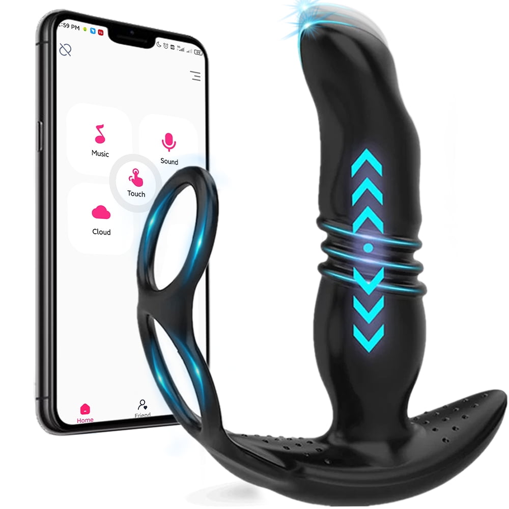 Thrusting Anal Vibrator Butt Plug Adult Toys for Men Couples, APP Control Prostate Massager with Penis Ring