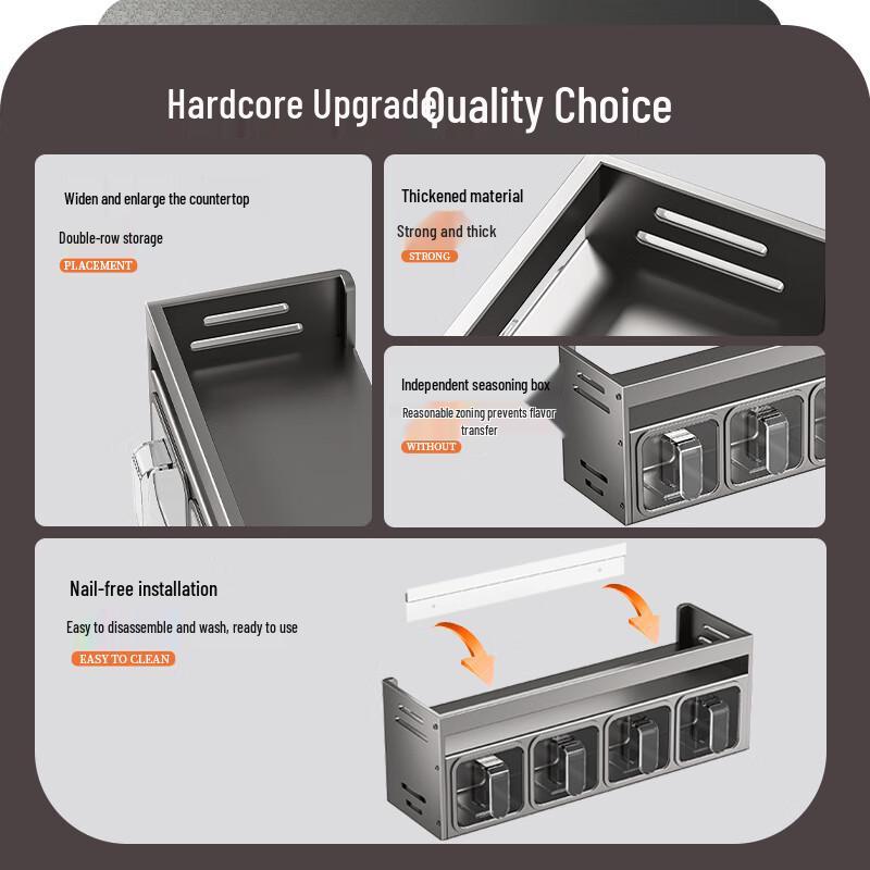 DANLE Wall-Mounted & Countertop Kitchen Spice Rack