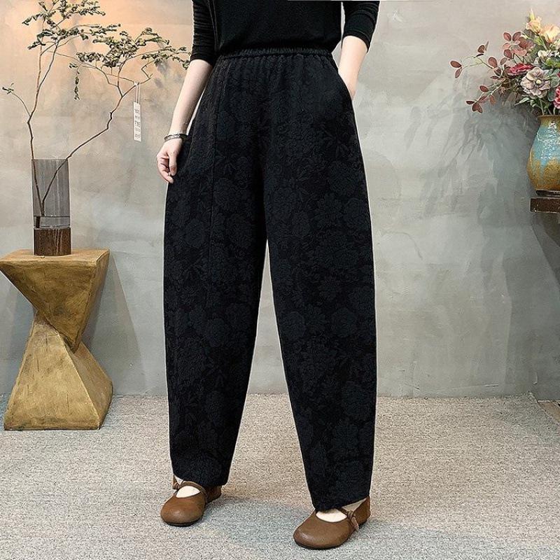 Trendy High-Waisted Wide-Leg Harem Pants for Middle-Aged & Elderly Women - Retro, Loose, Elastic & Flattering Fit