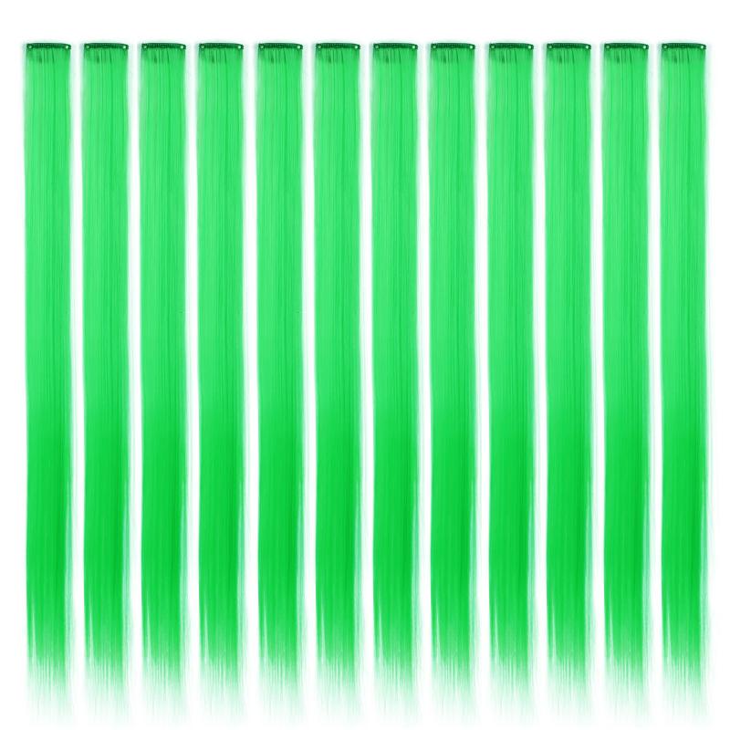 22-дюймовые цветные синтетические накладные пряди для вечеринок для девочек, мультиколор, длинные прямые волосы, радужные накладки 22inches&12 pcs