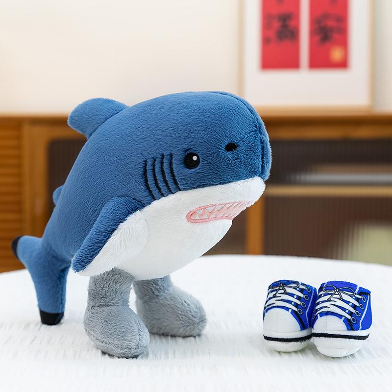 Shanhaijing shark doll wearing shoes shark plush toy tiger shark doll throw pillow rag doll