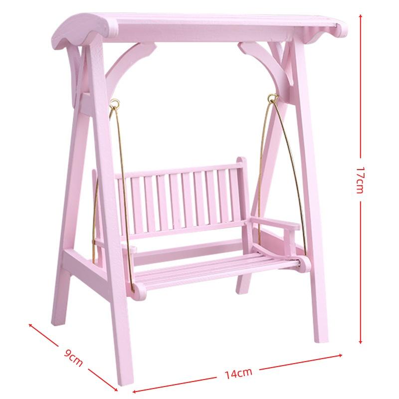 1Pcs Mini Furniture Wooden Crafts Storage Cabinet Bookcase 1: 12 Dollhouse Miniature Porch Swing Garden Decor Accessories