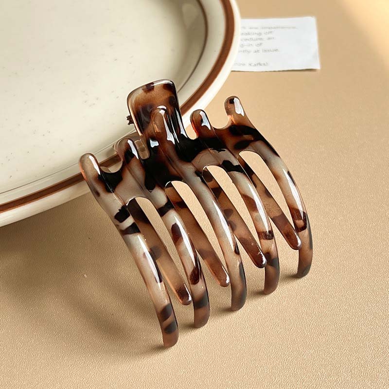 

Модные кофейные акриловые полые заколки для волос для женщин, элегантный держатель для хвостика, заколки-клювики, зажим для волос, аксессуары для укладки волос